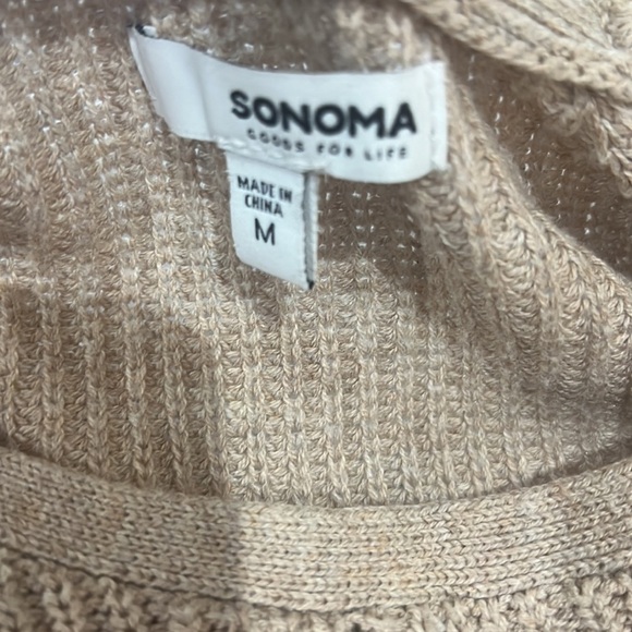 Sonoma Tan Ribbed Knit Long Sleeve Sweater Medium - Picture 4 of 4